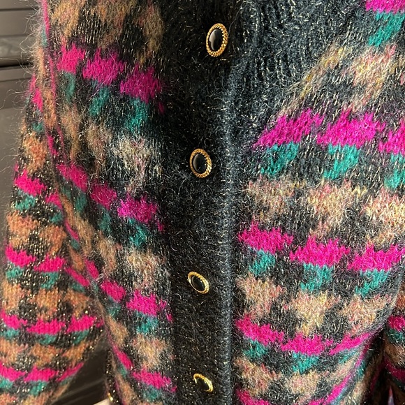 Wool jacket with linen inside black/green spackle golden/Pink multiple colour - Picture 6 of 7